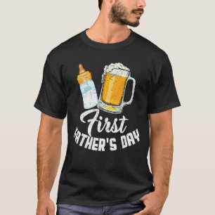 Mens First Fathers Day Beer Baby Bottle Dad Daddy  T-Shirt