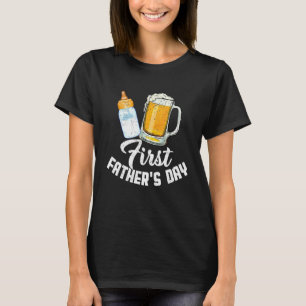 Mens First Fathers Day Beer Baby Bottle Dad Daddy T-Shirt