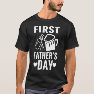 Mens First Fathers Day Beer Baby Bottle Dad Daddy T-Shirt