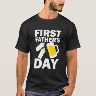 Mens First Father's Day For Dad Of Twins Beer And T-Shirt