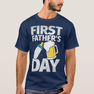 Mens First Fathers Day Gift Beer Baby Bottle Daddy T-Shirt