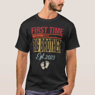Mens First Time Big Brother Est 2023  Fathers Day  T-Shirt
