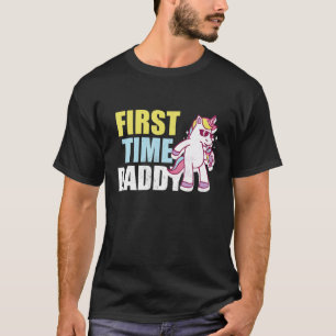 Mens First Time Dad Est 2021 Unicorn With Sunglass T-Shirt