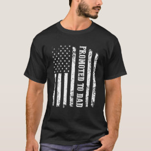 Mens First Time Dad USA Flag Promoted To Dad Est 2 T-Shirt