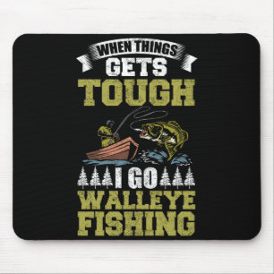 Mens fish hunting sauger angler walleye fisherman mouse pad