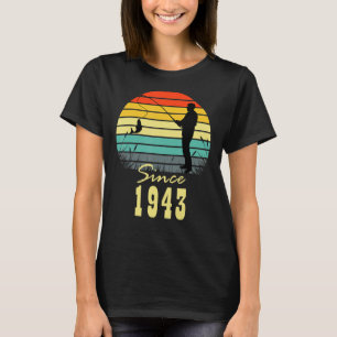 Mens Fishing 80th Birthday Since 1943 Sunset Fishe T-Shirt