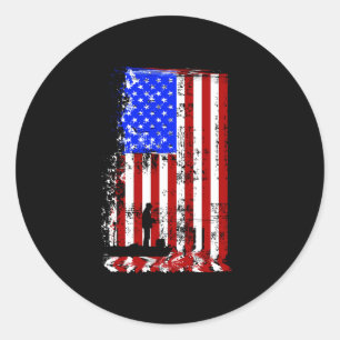 Mens fishing american flag _ usa fishersman boat classic round sticker