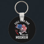 Mens Fishing American Flag Vintage Full Time Dad P Key Ring<br><div class="desc">Mens Fishing American Flag Vintage Full Time Dad Part Time</div>