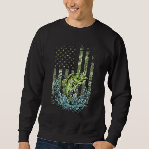 Mens Fishing Camouflage Usa Flag Bass Fisherman Fa Sweatshirt
