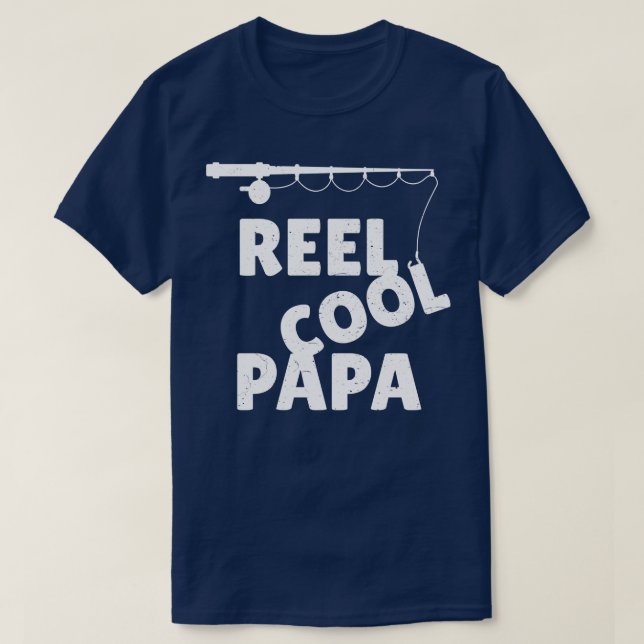 Mens Fishing Reel Cool Papa Fathers Day T-Shirt (Design Front)