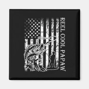Mens Fishing Reel Cool Papaw American Flag Fathers Magnet