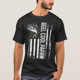 Mens Fishing Usa Flag Reel Cool Papaw For Daddy Hu T-Shirt