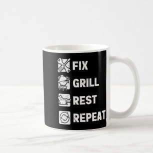 Mens fix grill rest repeat routine funny fathers coffee mug