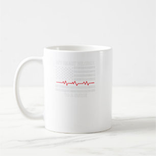 Mens Flag Heartbeat My Heart Belongs To A Nurse Hu Coffee Mug
