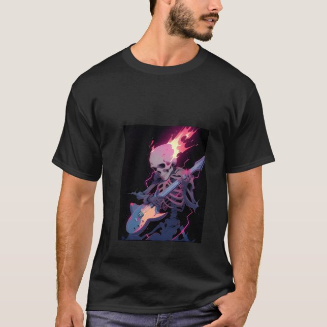 men's flaming rock skeleton T-Shirt (Front)
