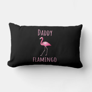 Mens Flamingo Gift Daddy Flamingo Summer Pink Bird Lumbar Cushion