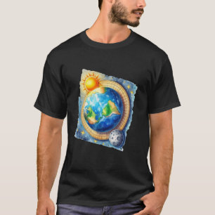 Mens Flat Earth Society Funny Conspiracy Space Glo T-Shirt
