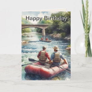 Mens Float on River Happy Birthday  Card