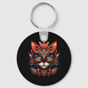Mens Floral Mexican Cat Day Of The Government Key Ring