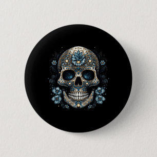 Mens Floral Mexican Skull Day Of The Government 6 Cm Round Badge