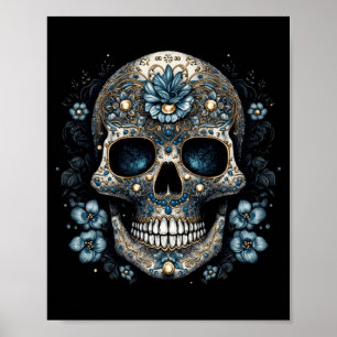 Mens Floral Mexican Skull Day Of The Government Poster