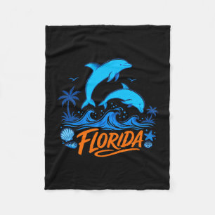 Mens florida dolphins playful ocean waves design fleece blanket