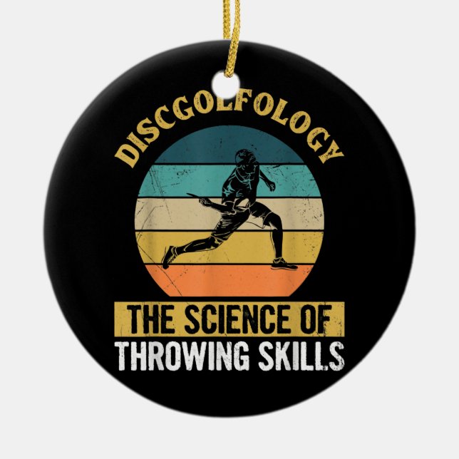 Mens Flying Disc Sport Design for a Disc Golf Ceramic Ornament (Front)