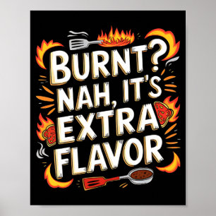 Mens food lover burnt extra flavour retro chef poster