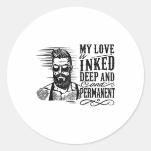 Mens For Anti Valentine’s Day Inked Man Tattooed S Classic Round Sticker