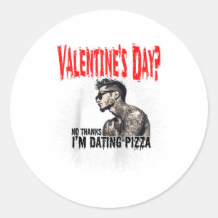 Mens For Anti Valentine’s Day Tattooed Single Man  Classic Round Sticker