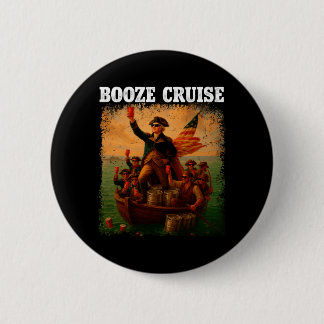 Mens Founding Father Booze Cruise Red C 6 Cm Round Badge