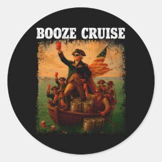 Mens Founding Father Booze Cruise Red C Classic Round Sticker
