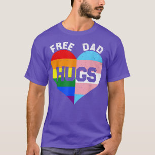 Mens Free Dad Hugs Heart Pride LGBT Rainbow Flag F T-Shirt