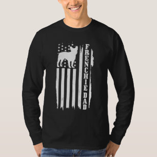 Mens French Bulldog Dad American Flag Patriotic Fr T-Shirt