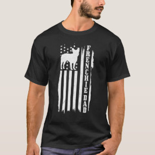 Mens French Bulldog Dad American Flag Patriotic Fr T-Shirt