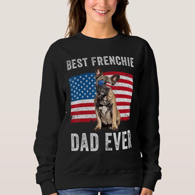 Mens Frenchie Dad American Flag French Bulldog Dog Sweatshirt (Front)