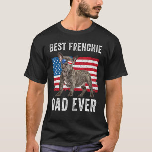 Mens Frenchie Dad American Flag Grey French Bulldo T-Shirt