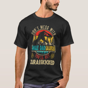 Mens Fun Distressed Single Dadsaurus Dinosaur Rex  T-Shirt