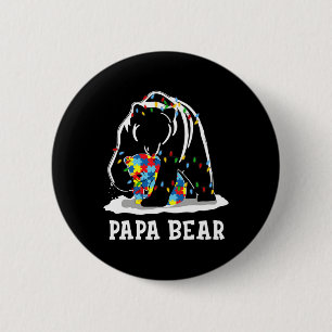 Mens Fun Papa Bear Autism Awareness Autism Matchin 6 Cm Round Badge