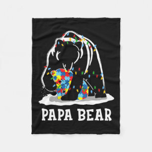Mens Fun Papa Bear Autism Awareness Autism Matchin Fleece Blanket