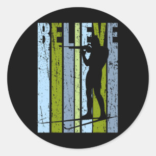 Mens Funky Mens Shooting Gun Biathlon Target Ski I Classic Round Sticker