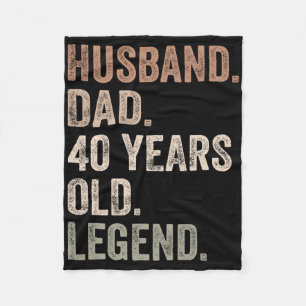 Mens Funny 40th Birthday For Dad Vintage Fathers D Fleece Blanket