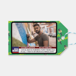 Mens Funny 40th Birthday TV News 50th 60th Gift Tags