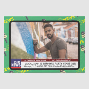 Mens Funny 40th Birthday TV News 50th 60th  Tissue Paper