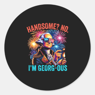 Mens funny 4th of july george washington handsome classic round sticker