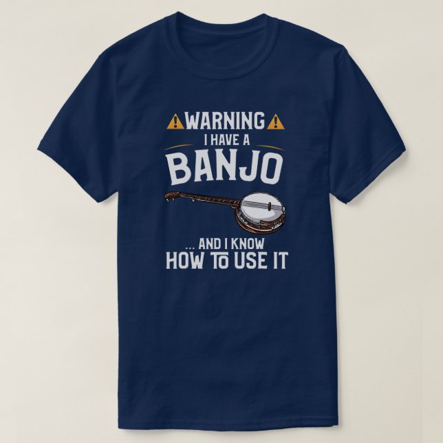 Mens Funny Banjo Player Gift Warning I LOVE To T-Shirt (Design Front)