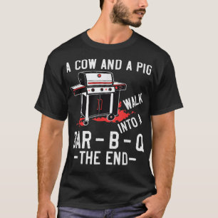 Mens Funny BBQ Barbeque Joke Men A cow and a pig w T-Shirt
