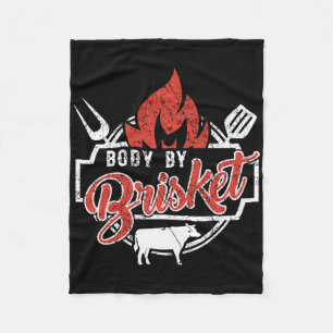 Mens Funny Bbq Body By Brisket Grilling Or Smoking Fleece Blanket