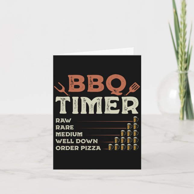 Mens funny bbq grill chef grilling master barbecue card (Front)