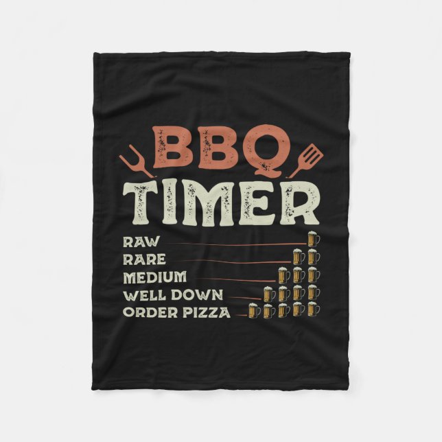 Mens funny bbq grill chef grilling master barbecue fleece blanket (Front)